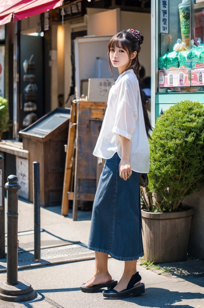 ((Highest quality)), ((masterpiece)), (detailed), Japanese,Street Corner,Beauty,OL