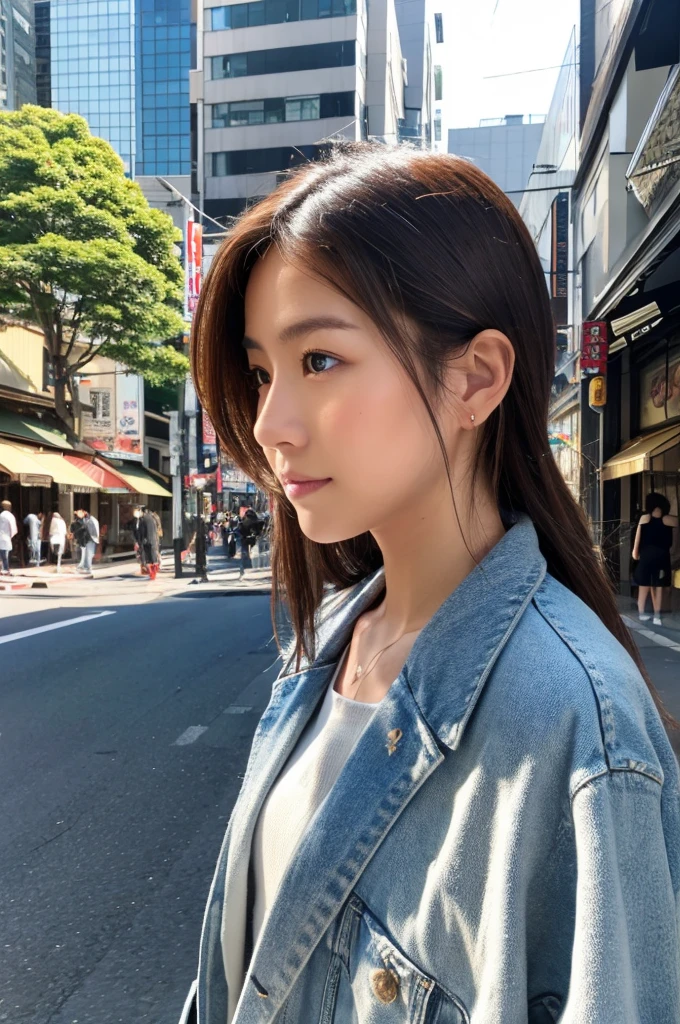 ((Highest quality)), ((masterpiece)), (detailed), Japanese,Street Corner,Beauty,OL,Tokyo