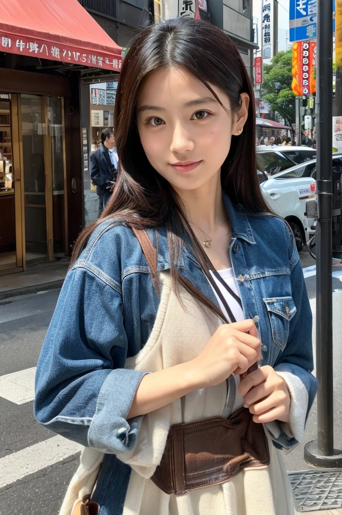 ((Highest quality)), ((masterpiece)), (detailed), Japanese,Street Corner,Beauty,OL,Tokyo