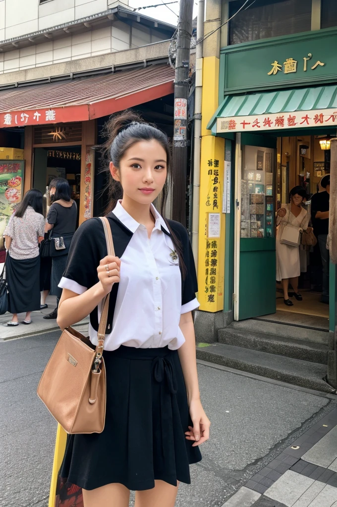 ((Highest quality)), ((masterpiece)), (detailed), Japanese,Street Corner,Beauty,OL,Tokyo