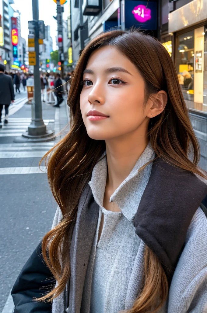 ((Highest quality)), ((masterpiece)), (detailed), Japanese,Street Corner,Beauty,OL,Tokyo