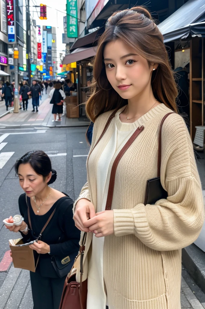 ((Highest quality)), ((masterpiece)), (detailed), Japanese,Street Corner,Beauty,OL,Tokyo