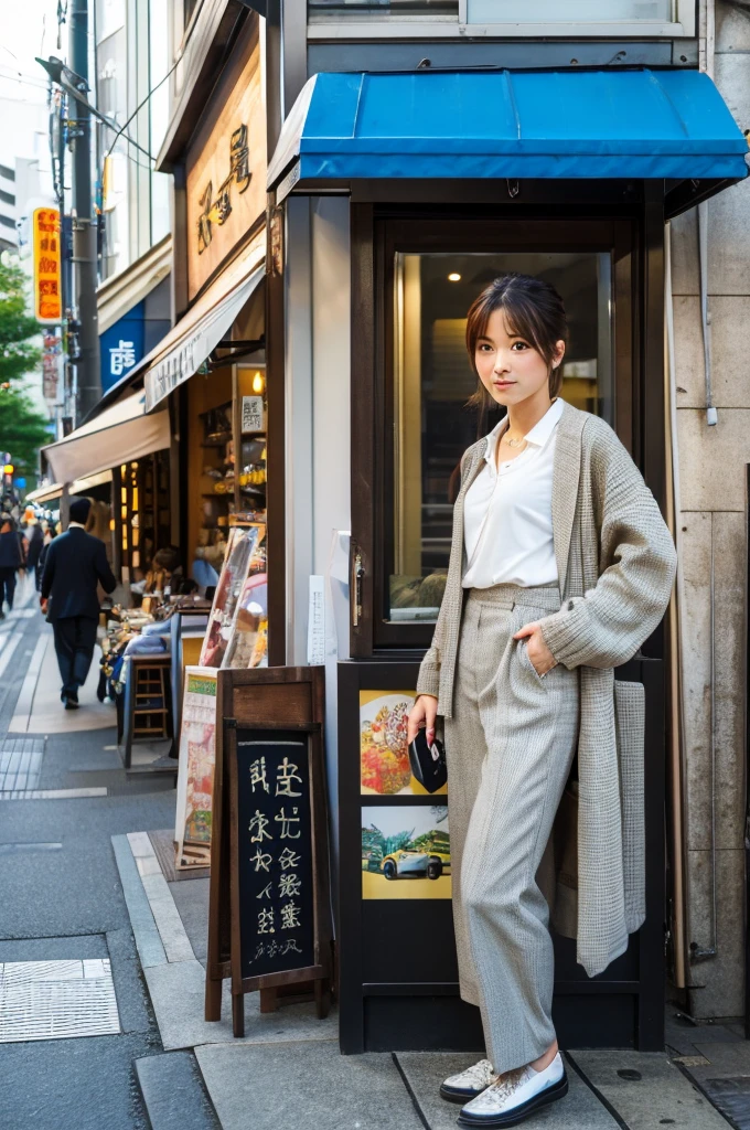 ((Highest quality)), ((masterpiece)), (detailed), Japanese,Street Corner,Beauty,OL,Tokyo