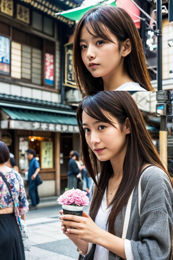 ((Highest quality)), ((masterpiece)), (detailed), Japanese,Street Corner,Beauty,OL,Tokyo