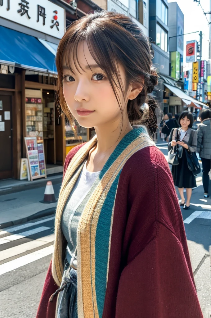 ((Highest quality)), ((masterpiece)), (detailed), Japanese,Street Corner,Beauty,OL,Tokyo