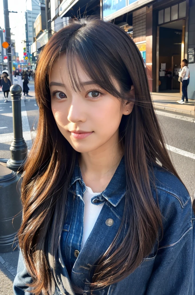 ((Highest quality)), ((masterpiece)), (detailed), Japanese,Street Corner,Beauty,OL,Tokyo