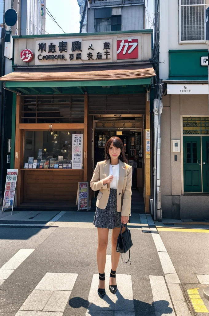 ((Highest quality)), ((masterpiece)), (detailed), Japanese,Street Corner,Beauty,OL,Tokyo