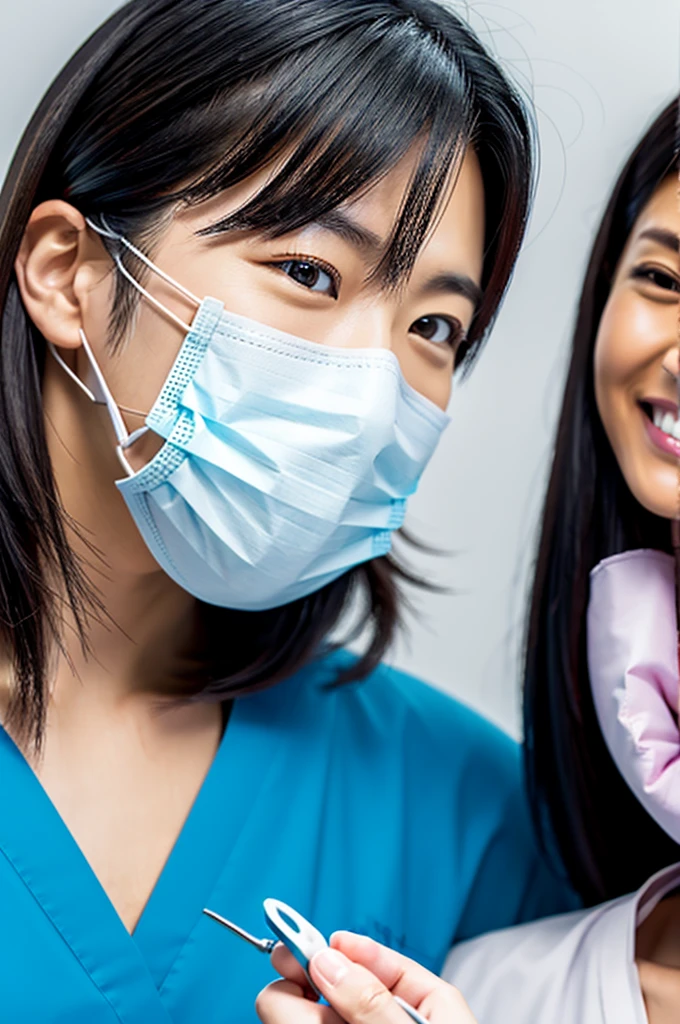 Male dentist and female dental hygienist　２people　A good business partner　日本people　　真っBlackの医療スクラブ着用　Upper body close-up　high resolution　high resolution　Highest quality　Look straight ahead　Handsome Men and Beautiful Women　Black