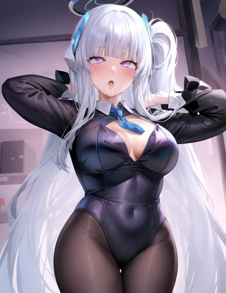 (masterpiece),(Highest quality),(Very detailed),(Best illustrations),(Best Shadow),(Absurd),(Detailed Background),(so beautiful), 16K,(Very detailed),(Best illustrations), 8K,(Absurd),(Detailed Background),(so beautiful)noa-outfit, (Processing wool), Perfect Anatomy, One Girl, alone, , , Grey Hair, Purple eyes, Blunt bangs, , (psychedelic), , , One Girl, alone, Big Breasts, Long Hair, , , , empty eyes, blank eyes, , , , Heart-shaped pupils, Fantastic effects, shiny skin, Wet, A halo shines, Sacred atmosphere, The pupils constrict, , , Sexual climax, Open your mouth carelessly, , , , saliva trail , , night , , pink neon, , , hallucination, , Mysterious glow, orgasm, ahegao, ((rolling eyes)), ((cross-eyed)), , , , Arched back, , , , , Dead, Expressionless, arms behind head, Extremely detailed and realistic reproduction, Showcasing professional craftsmanship, ((Very cute face)), ,,