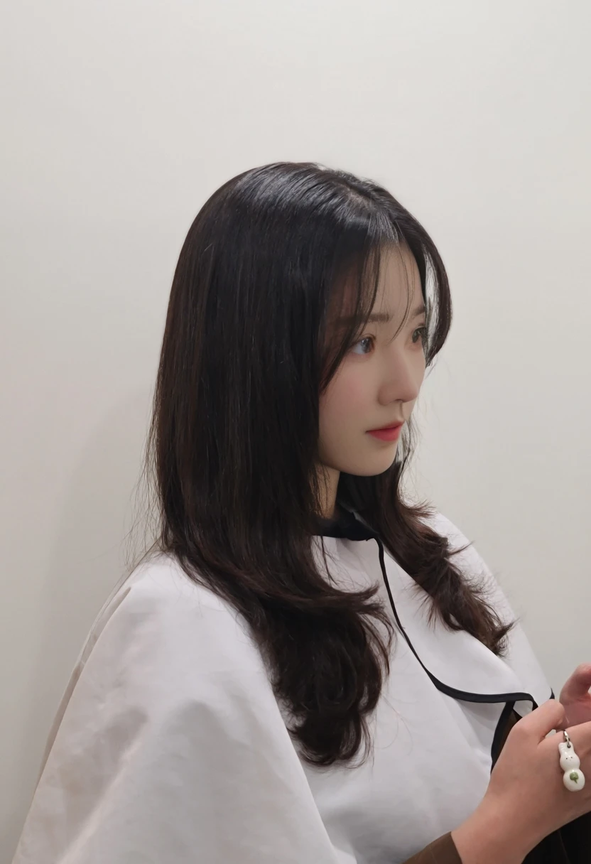 Best Quality, 8k, Masterpiece, (Portrait: 1.3), (photo realistic:1.4), (hyper realistic:1.4), Sharp Focus, looking at viewer, (smoother lighting:1.1), (increase cinematic lighting quality:0.9), realistic lighting, backlighting, light on face, ray trace, (brightening light:1.2), (Increase quality:1.4), sharp detail, (best quality real texture skin:1.4), finely detailed eyes, black_eyes, finely detailed face, 25 year old Korean woman