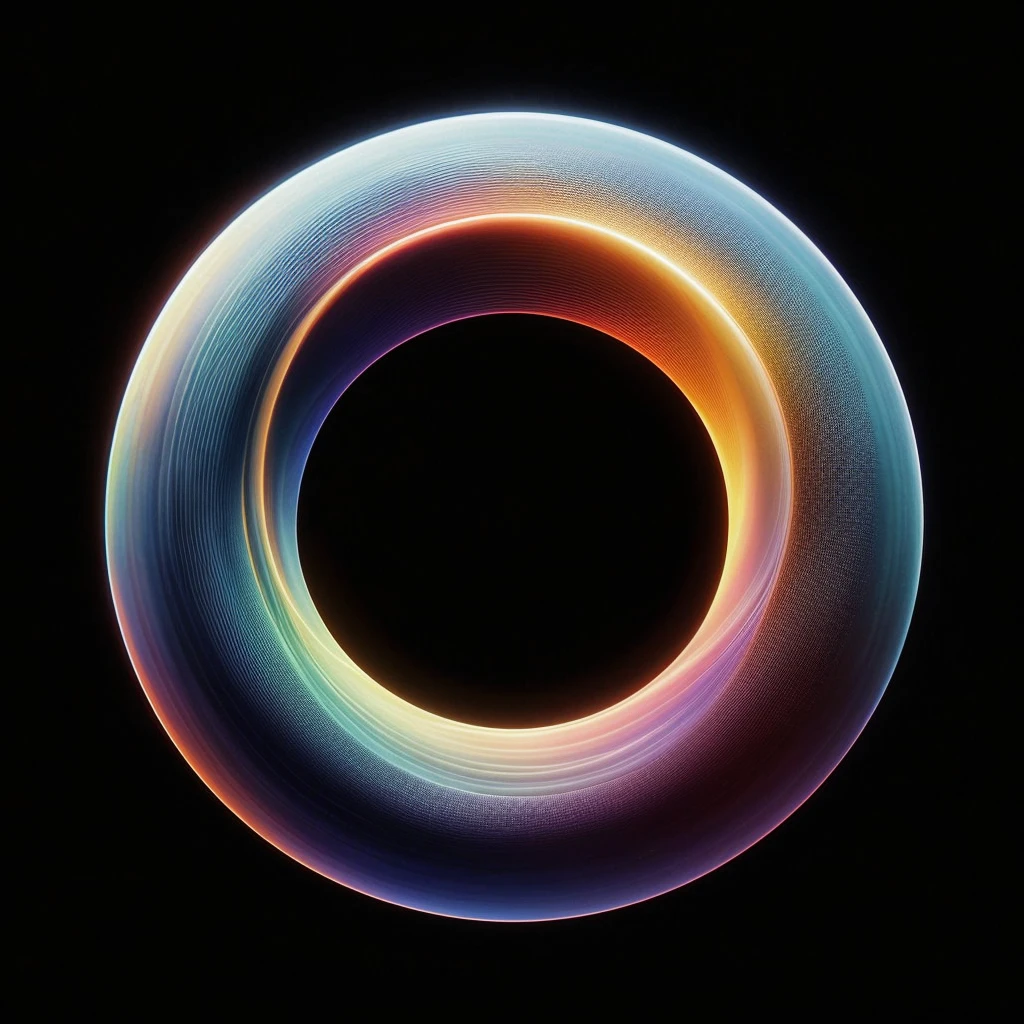 Very real image from the front, A circle, ring, smooth and translucent with the colors of the rainbow, highlighting the red color. Black background. Photorealism, full view, highly detailed image, very realistic, hyperrealism, Ultra HD, 8k, 5, sharp focus, intricate and mysterious masterpiece. (Long exposure photography Very detailed close-up portrait artistic illustration: final quality, medium shot, backlight, Rich and striking. Enigmatic and mysterious manipulations (composition of the rule of thirds), ((detailed environment with strong lines) The best quality, in camera, white light, warm and clean aesthetics, dazzling screen composed of millions of brilliant ultraviolet rays, HDR.