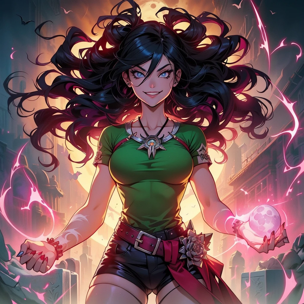 a woman sitting on a ledge in front of a full moon, heavy metal comic cover art, goth girl, sexy :8, attractive character, on amino, bats flying over tombstones, nico robin, horror smile, spike collar, beautiful fantasy painting, cruel korean goth girl, sultry and beckoning, pfp