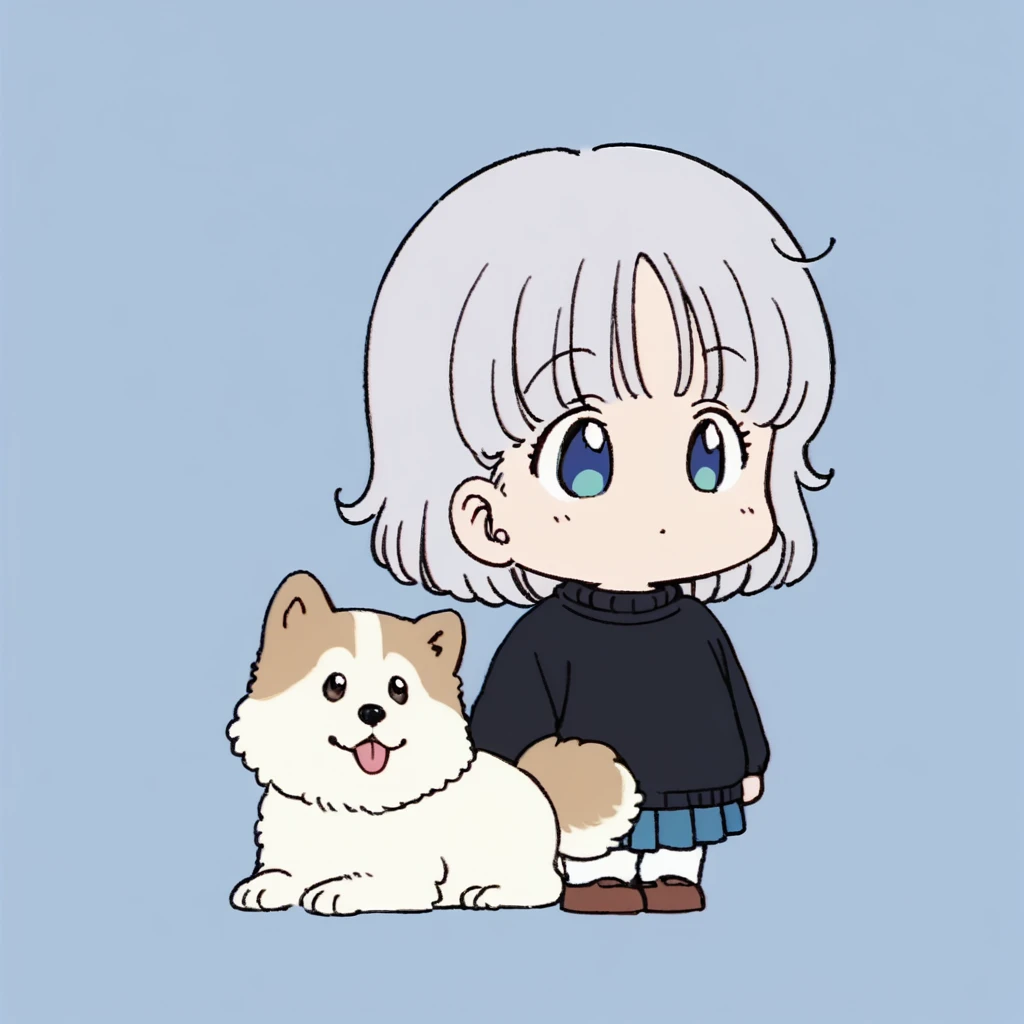 pretty dog,whole body、Grey Hair、Black sweater、1990s、Flat fill