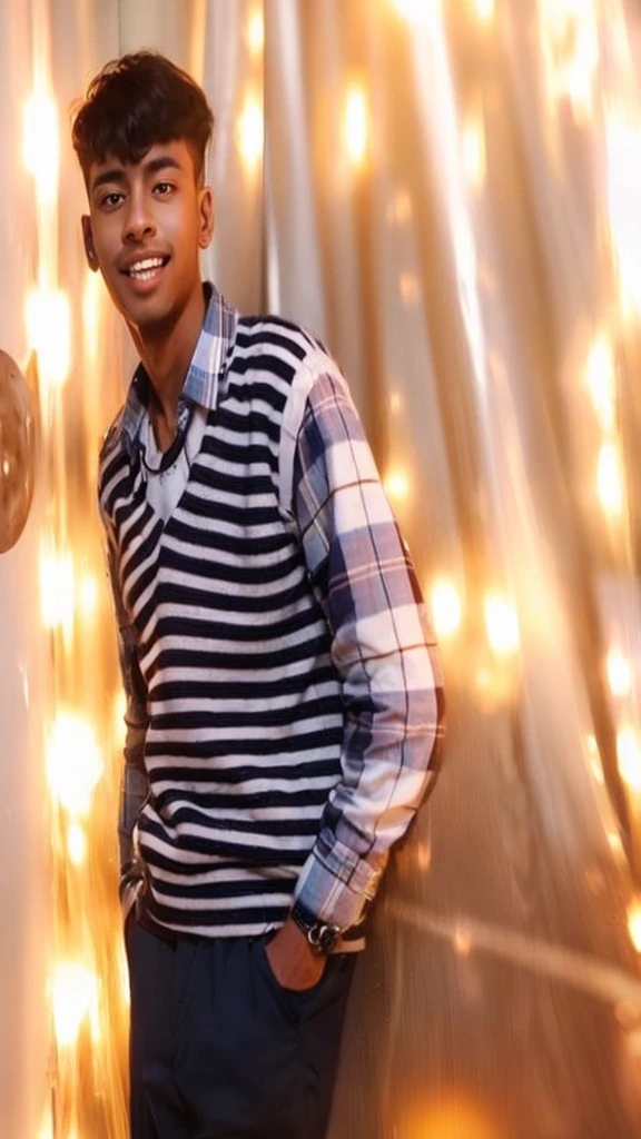 Best quality, check shirt, nice hair, same face