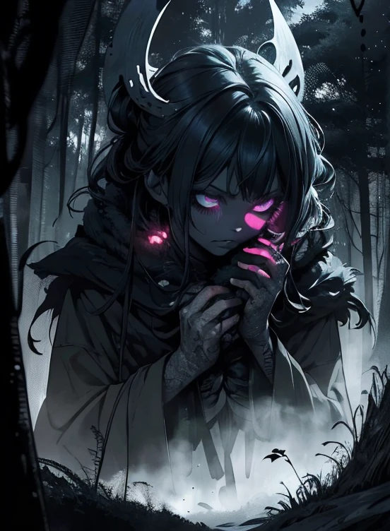 (best quality,4k,ultra-detailed,realistic,vivid colors,bokeh),(monstrous creature,dark atmosphere),abomination,ominous darkness,play of light and shadow,particle effects,cinematic aesthetics,unsettling presence,cold mist,ominous aura,haunting eyes,tendrils emerging from the darkness,foreboding silhouette,mysterious fog,captivating masterpiece,withering trees,agonizing suspense,ethereal glow,unearthly beauty,dreadful creature,menacing presence,dark embrace,a sense of impending doom,majestic horror,nightmarish dreamscape,shattered reality,dimly lit environment,intense mood,secrets lurking in the shadows,hauntingly lifelike,macabre intensity,detailed monstrosity,nightmare-inducing visuals,otherworldly terror,ominous elegance,horrific beauty