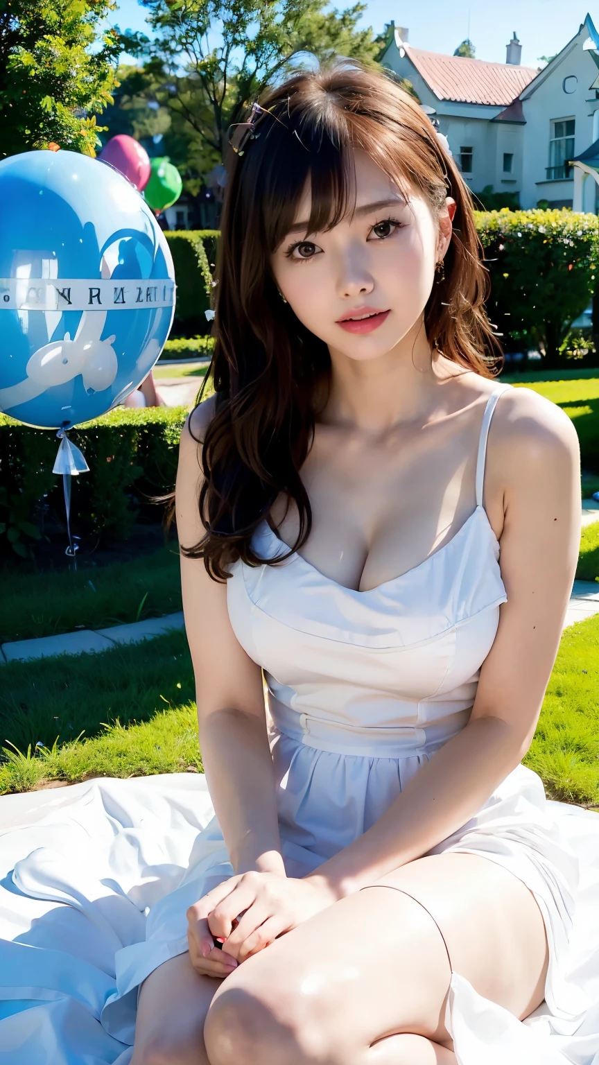 (MASTERPIECE:1.2),(CGI ART:1.3),(REALITY:1.5),(WRITING IN PROCESS:1.3),(FOCUS SHAPE:1.3),8K, (1 girl sitting in a rose garden ), ((BODY ABOVE)), ((white dress)), (((shiny skin))), (image wide:1.4), window, (((Past-colored balloons MUSIC IN BACKGROUND)) ), (high shadow detail) , (ILLUSTRATION:1.2), (ulzzang-6500 :1.0), ((HDR)),