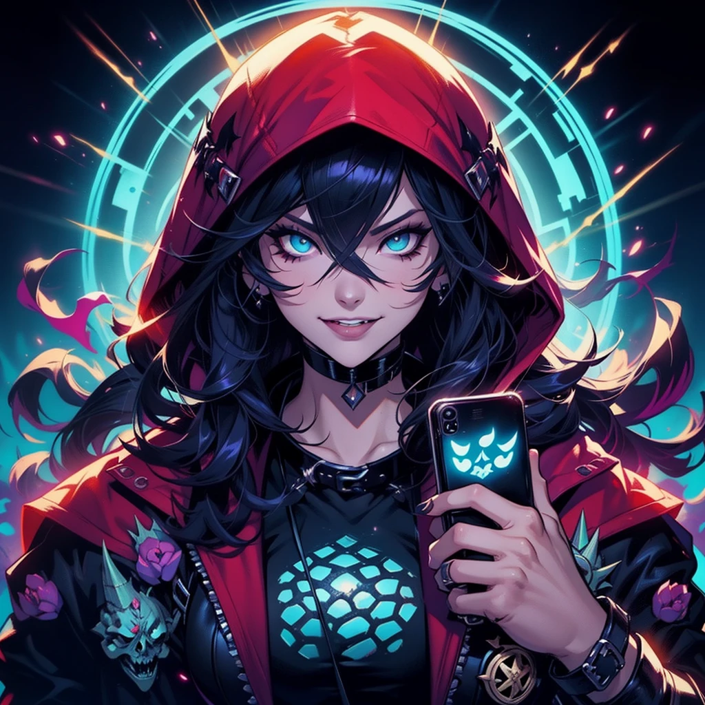 a woman sitting on a ledge in front of a full moon, heavy metal comic cover art, goth girl, sexy :8, attractive character, on amino, bats flying over tombstones, nico robin, horror smile, spike collar, beautiful fantasy painting, cruel korean goth girl, sultry and beckoning, pfp