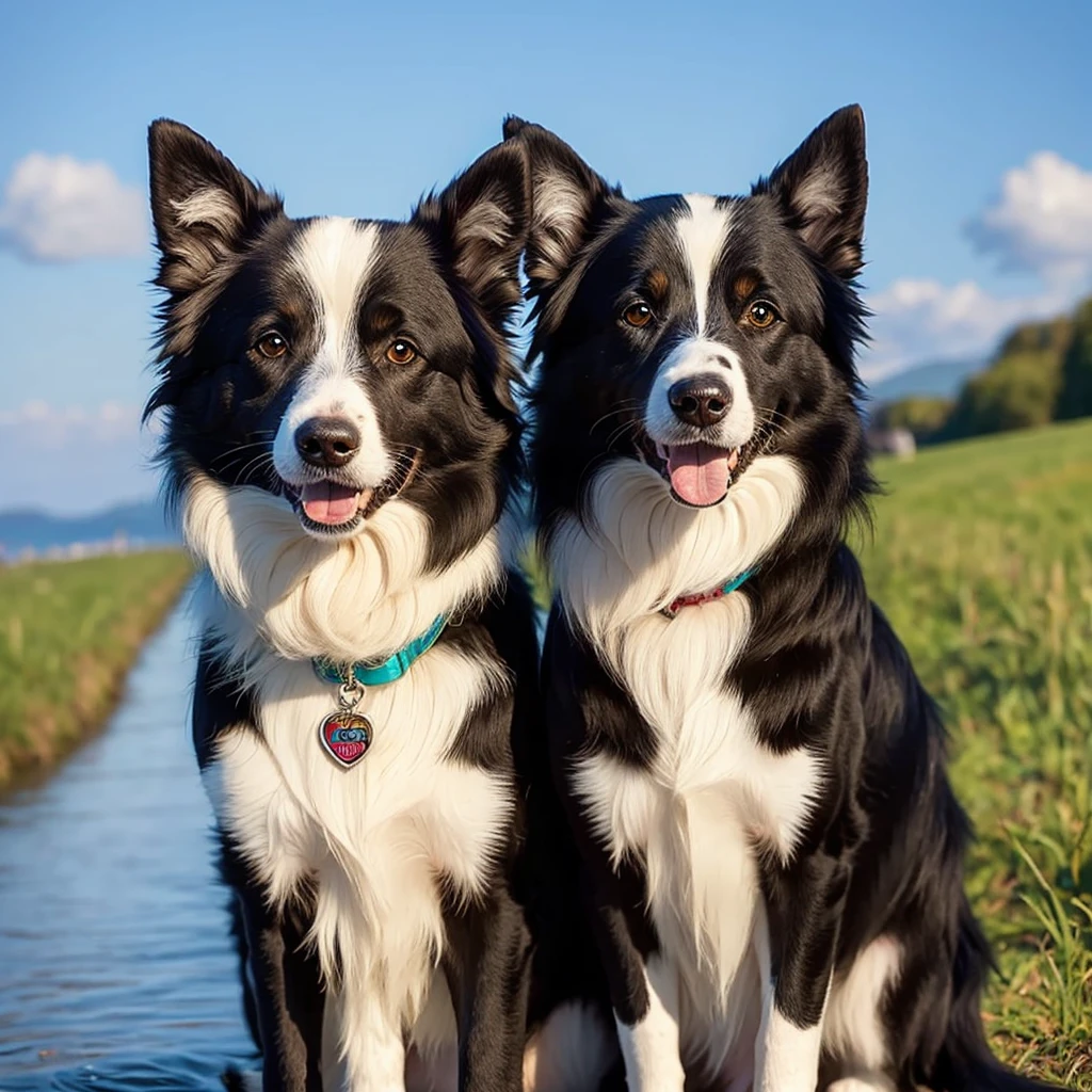 (masterpiece, Highest quality, Highest quality),A Border Collie、Pixel art、smile