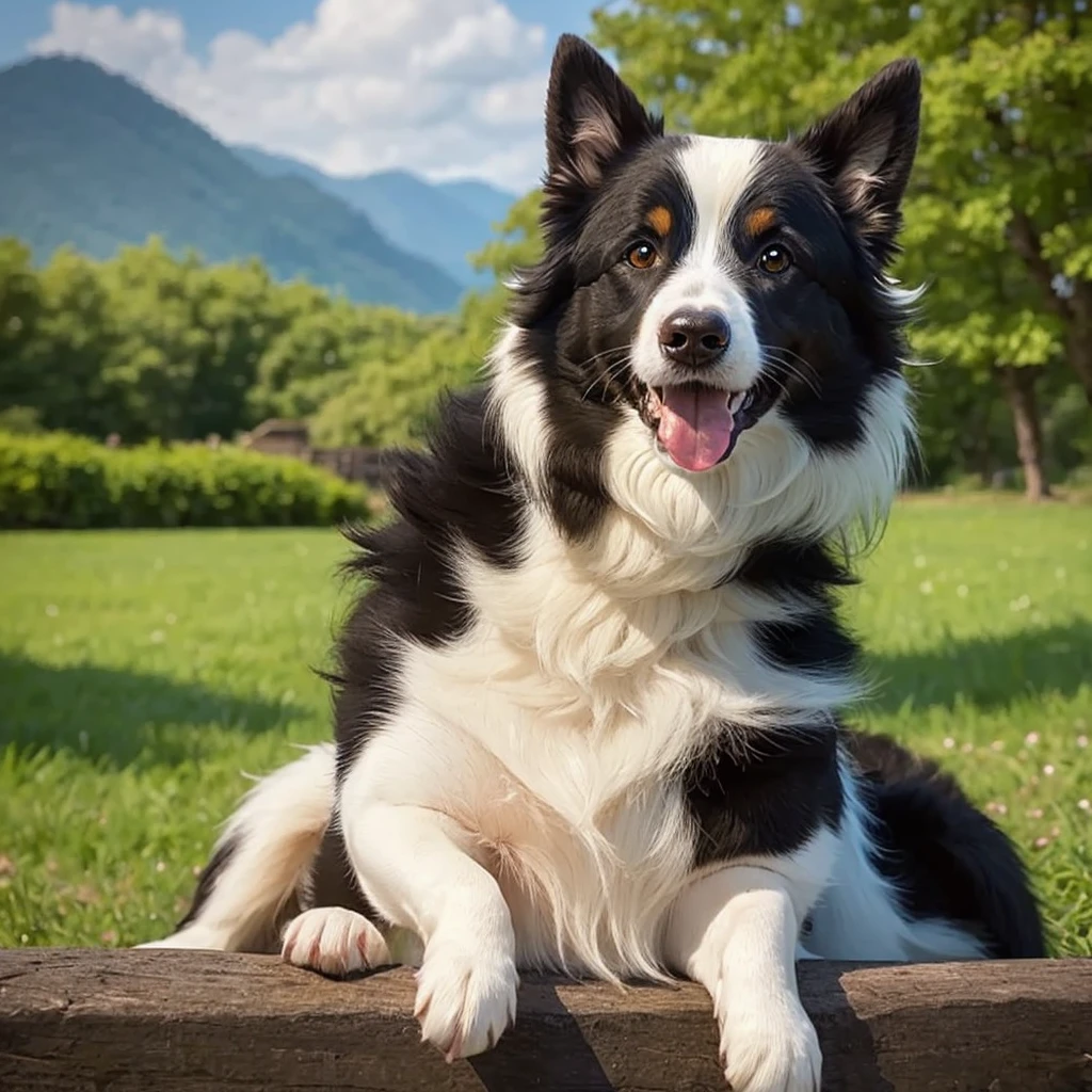(masterpiece, Highest quality, Highest quality),A Border Collie、Pixel art、smile