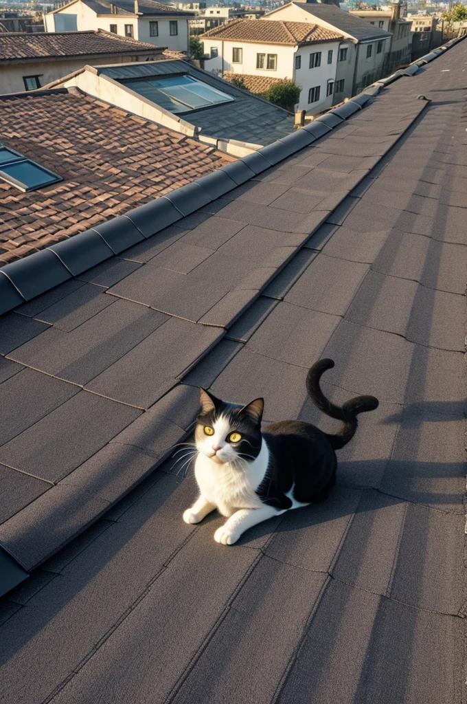 Animated cat on the roof 