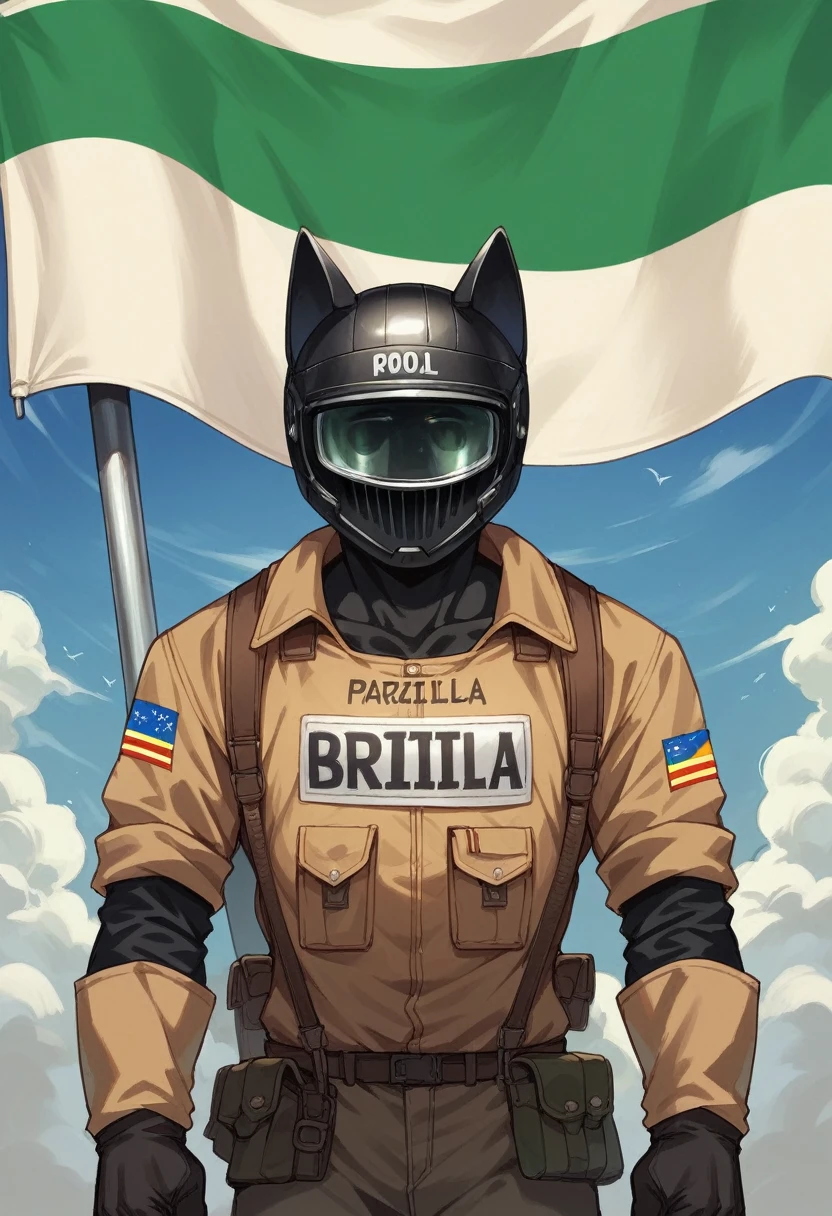 black formula 1 helmet with details of the Brazilian flag(green and yellow)