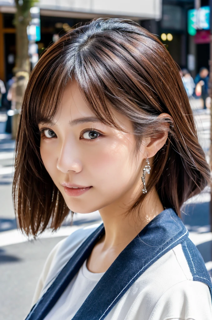 ((Highest quality)), ((masterpiece)), (detailed), Japanese,Street Corner,Beauty,OL,Tokyo,Mature Woman