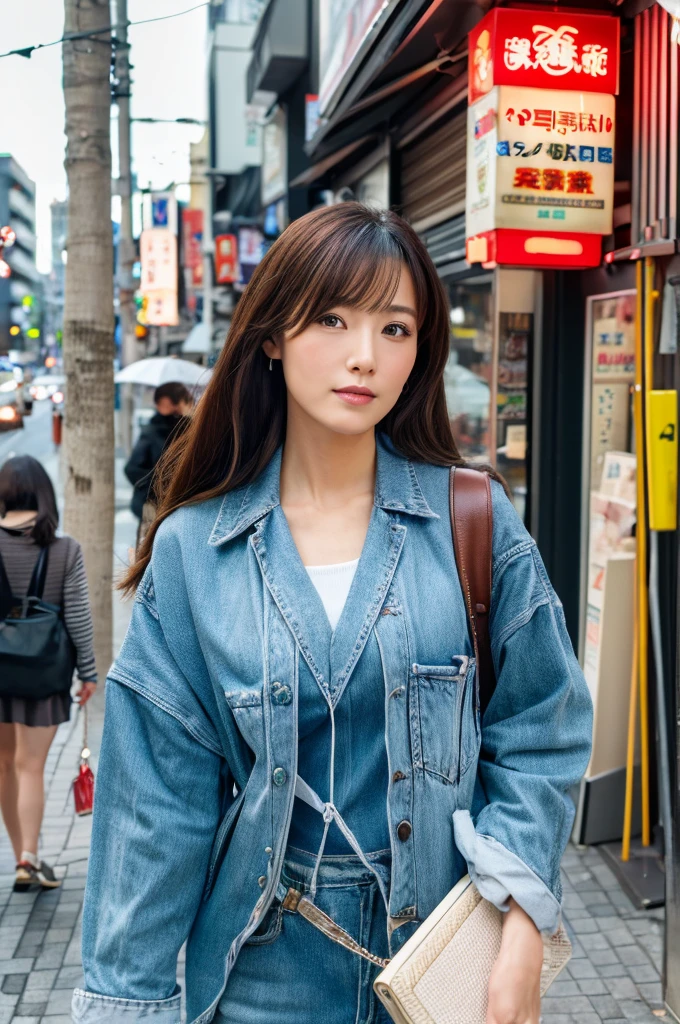 ((Highest quality)), ((masterpiece)), (detailed), Japanese,Street Corner,Beauty,OL,Tokyo,Mature Woman
