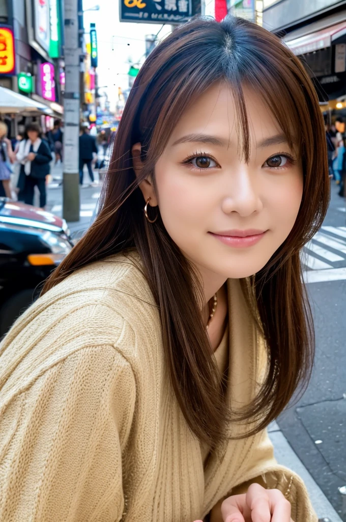 ((Highest quality)), ((masterpiece)), (detailed), Japanese,Street Corner,Beauty,OL,Tokyo,Mature Woman