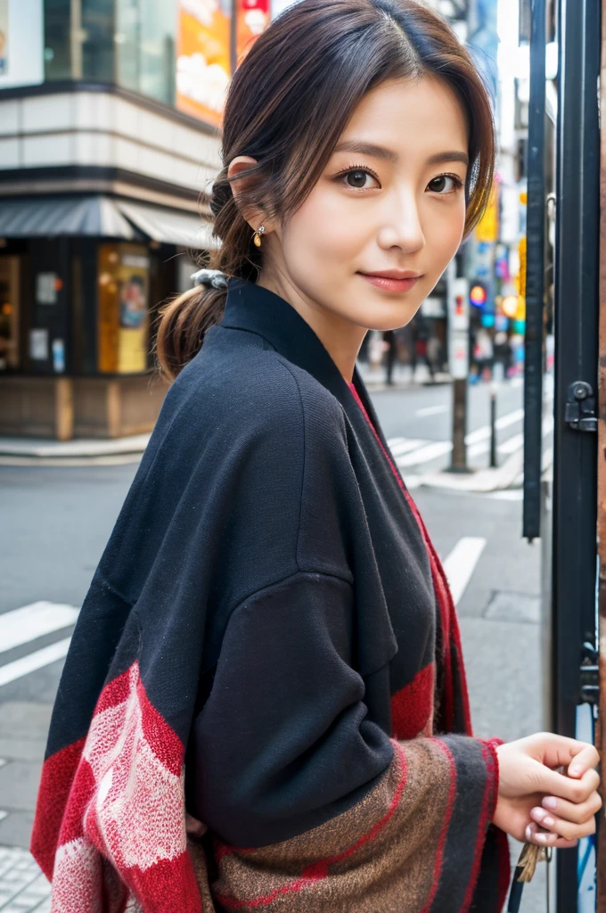 ((Highest quality)), ((masterpiece)), (detailed), Japanese,Street Corner,Beauty,OL,Tokyo,Mature Woman