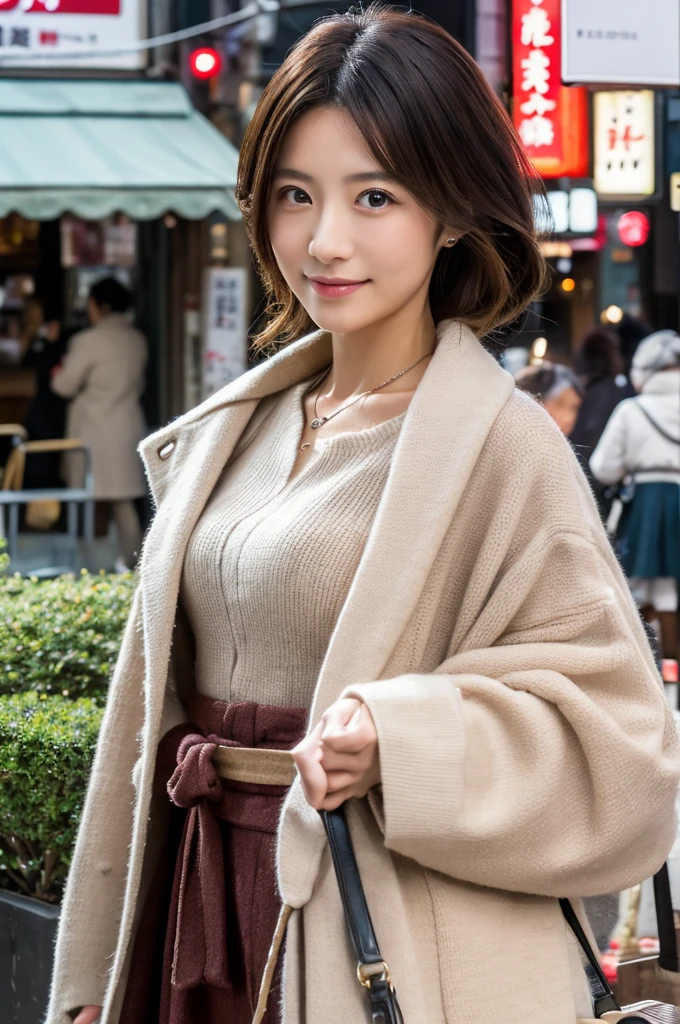((Highest quality)), ((masterpiece)), (detailed), Japanese,Street Corner,Beauty,OL,Tokyo,Mature Woman
