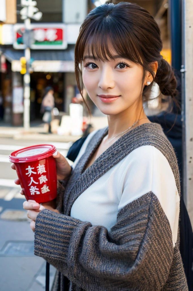 ((Highest quality)), ((masterpiece)), (detailed), Japanese,Street Corner,Beauty,OL,Tokyo,Mature Woman