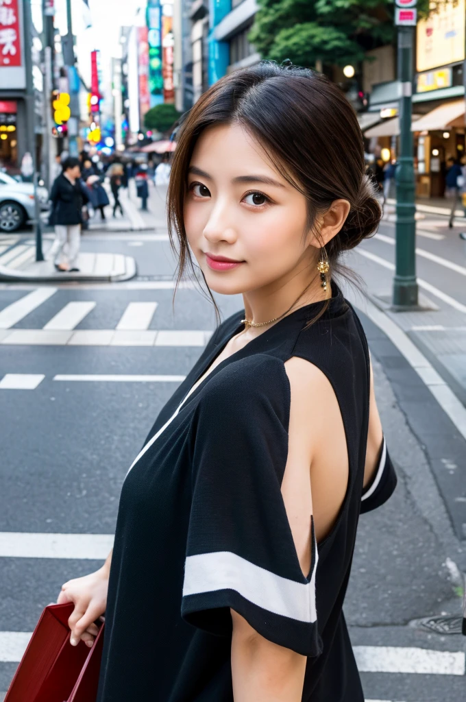 ((Highest quality)), ((masterpiece)), (detailed), Japanese,Street Corner,Beauty,OL,Tokyo,Mature Woman