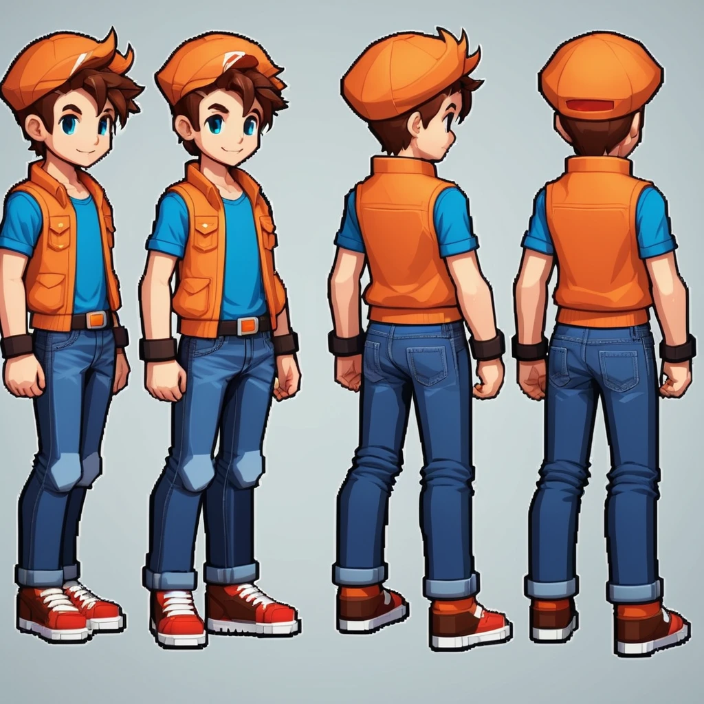 Pixel art,pixel art,Create an original character design sheet,main character of the game,boy,juvenile,#39;s outfit,natural perm,musical instrument,bard,((3 views,whole body, background,multiple views,High resolution)),multiple views,multiple poses,Active,action pose,dynamic,nice,masterpiece,highest quality,In detail,Gracefully,RPG,Famicom,Multiple characters,multiple outfits,Final Fantasy,boldly,ASSASIN , BLACK COAT , HUNTER, BLACK HOODIE, ARMOR, DARK SHADOW HOODIE