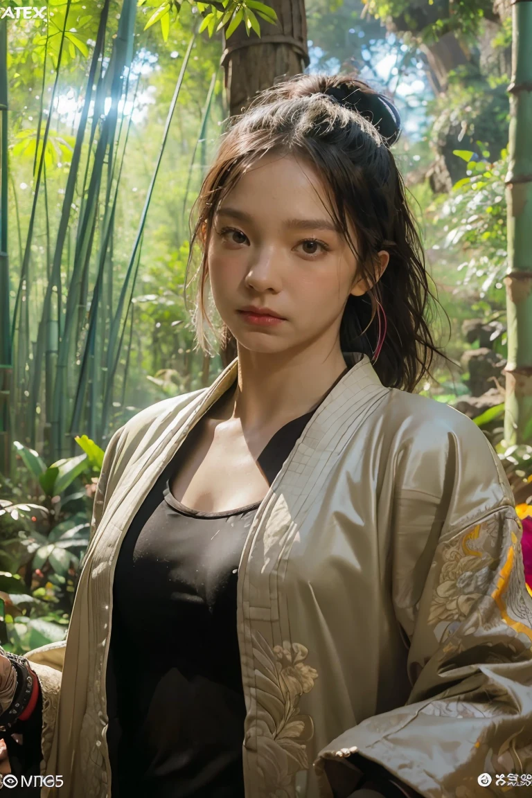 bamboo forest background,A look of determination,colorful vivid octane render, cybernetic and highly detailed, loba andrade from apex legends, created in unreal engine 5, made in unreal engine 5, trending on unreal engine 5, Antique portraits, Martial arts fantasy style 8k octane rendering, rendered in unreal 5, rendered in high octane