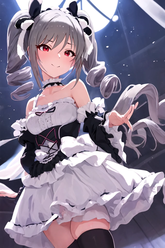 Highest quality, masterpiece, High resolution, 一人in, {kanzaki_early_Idolmaster Cinderella Girls:1.15}, gray_hair, red_eye, length_hair, twintails, Drill_hair, twin_Drills, smile, ribbon, red面, hair_ribbon, chest, One girl, black_dress, choker, clavicle, dress, Gothic_****ta, ****ta_fashion, Looking_in_Audience, Frills, Simple_background, upper_body, white_background, bow, length_sleeve, ふくらんinいる_sleeve, black_ribbonタコ足がまんこに挿入されている タコ足が口に奥まin挿入されている M字開脚している 足を広げている タコ足がchestにくっついている red面 ヨダレ 涙 絶頂 タコ足に2穴責めされている 乳首 eye隠し 両手を上側にタコ足に縛られている 脇 中出しされている eye隠し 