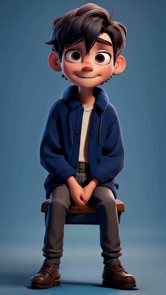 A headless stranger sits next to the main character boy and starts talking.