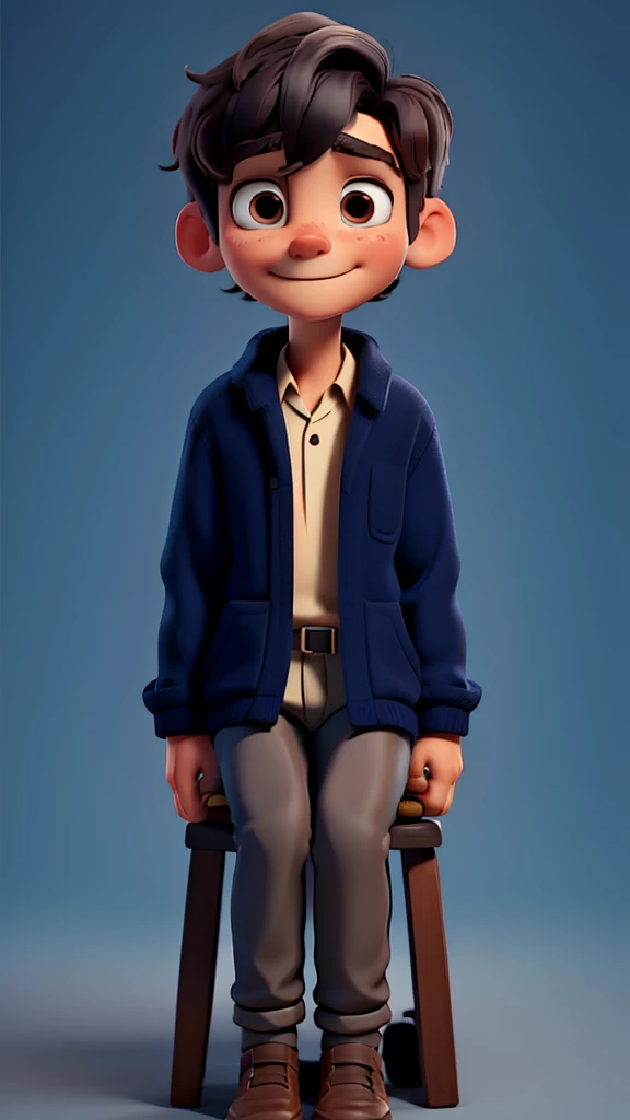A headless stranger sits with the main character boy and starts talking.
