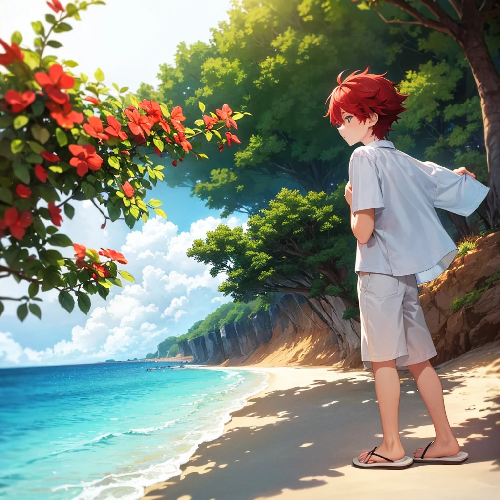 Another red and white haired boy at the beach