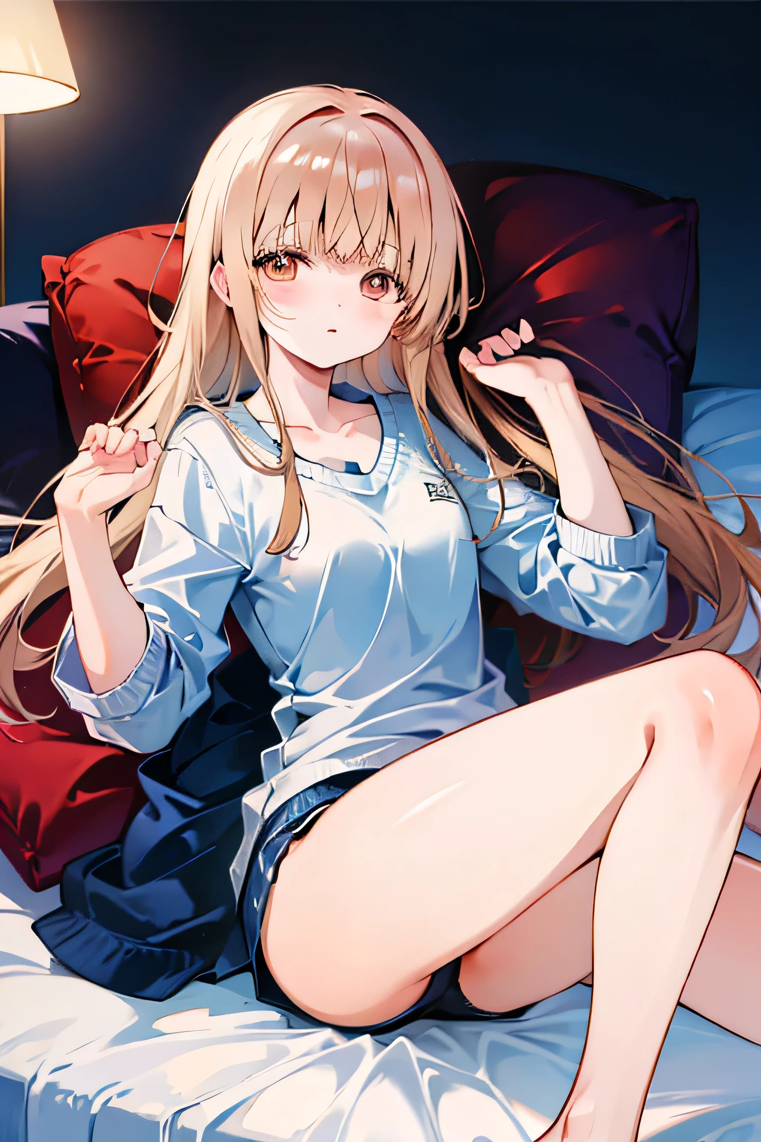 Masterpiece、Anime Coloring、Ultra fine、8K、lie on bed、underwear