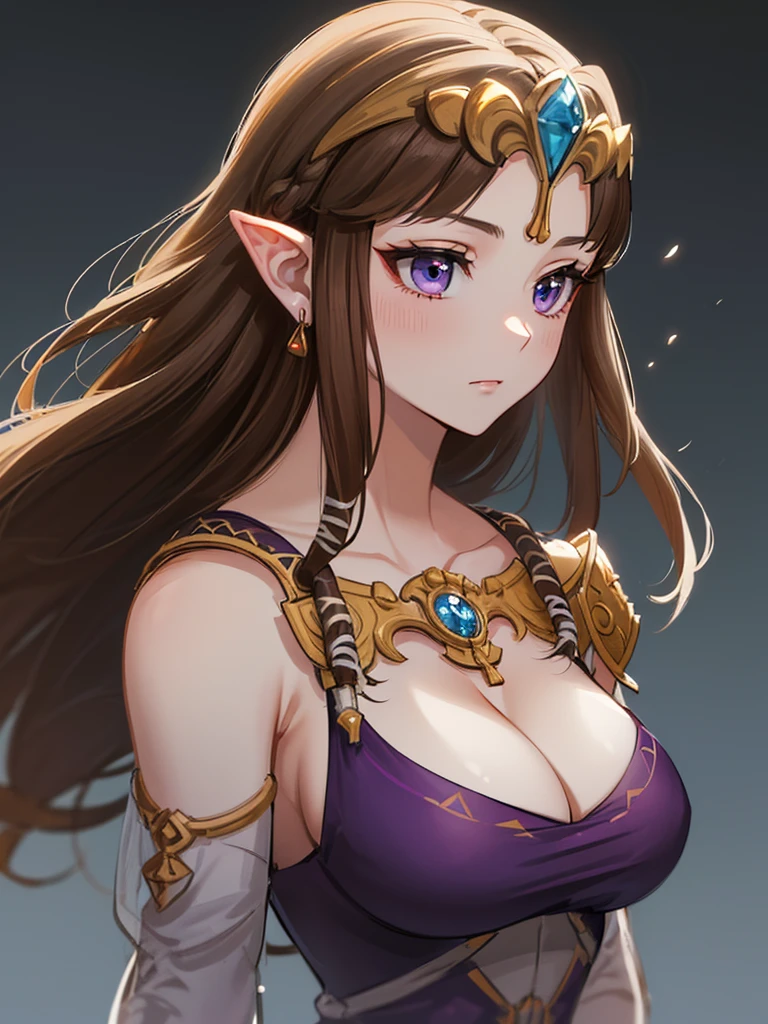 (((Face close-up))),(((No background))),(Expressionless),((((Portrait of a woman alone)))))),((Upper Body)),((alone)),((Exposed shoulders)),Anime art style,masterpiece,(Highest quality), (Super detailed),(Very delicate and beautiful),(alone),(detailedな顔と目),Beautiful eyes like jewels,(A truly gorgeous jeweled ruffled rococo ball gown dress),(((Mature Woman,Queen))),((1 Queen in a beautiful embroidery and jeweled absolutely gorgeous rococo ballgown dress with voluminous full length hoop skirt)),((Long Straight Hair)),,Cleavage,(bed),lengthーgloves,((((side angle)))),((((Adult Expressions)))),((((Beautiful Face)))),((((dress)))),(()),(((Long Hair)))),((((Straight hair)))),((Cleavage)),((((Dark brown hair)))),Princess Zelda,((chest is slightly exposed)), ((Highest quality)),,(Very detailed) ,((Purple blouse)),((Hair blowing in the wind)),Brown Hair,(()),, ((Highest quality)), (Very detailed),((detailed)),(((pray))),Nintendo, The Legend of Zelda),,((alone)), ((Highest quality)), (Very detailed), ,