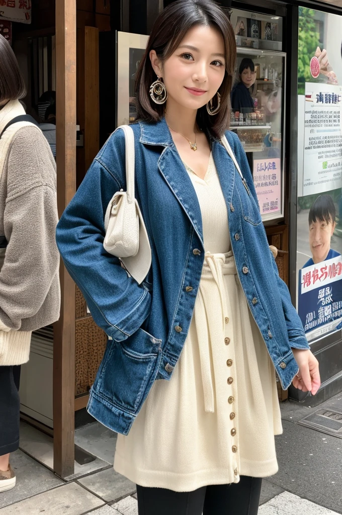 ((Highest quality)), ((masterpiece)), (detailed), Japanese,Street Corner,Beauty,OL,Tokyo,Mature Woman,50th Generation