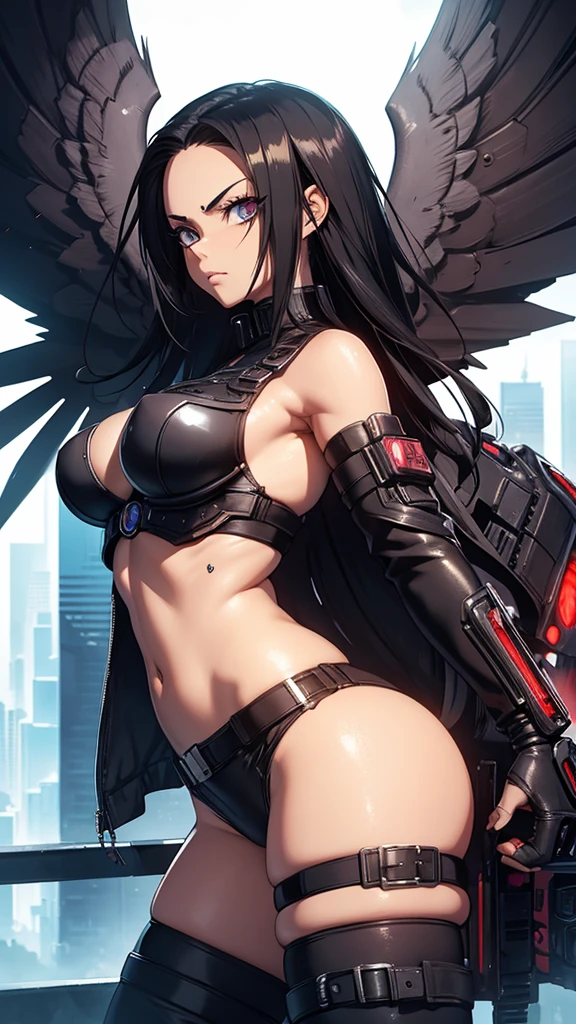 Battle angel alita, big , cyberpunk, sexly, dark and big wings