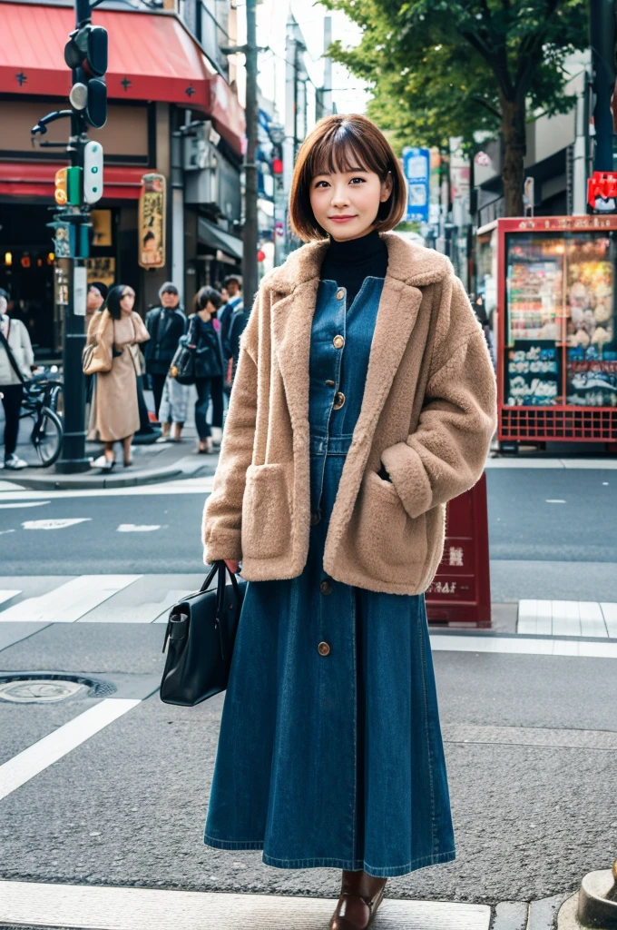 ((Highest quality)), ((masterpiece)), (detailed), Japanese,Street Corner,Beauty,OL,Tokyo,Mature Woman,50th Generation