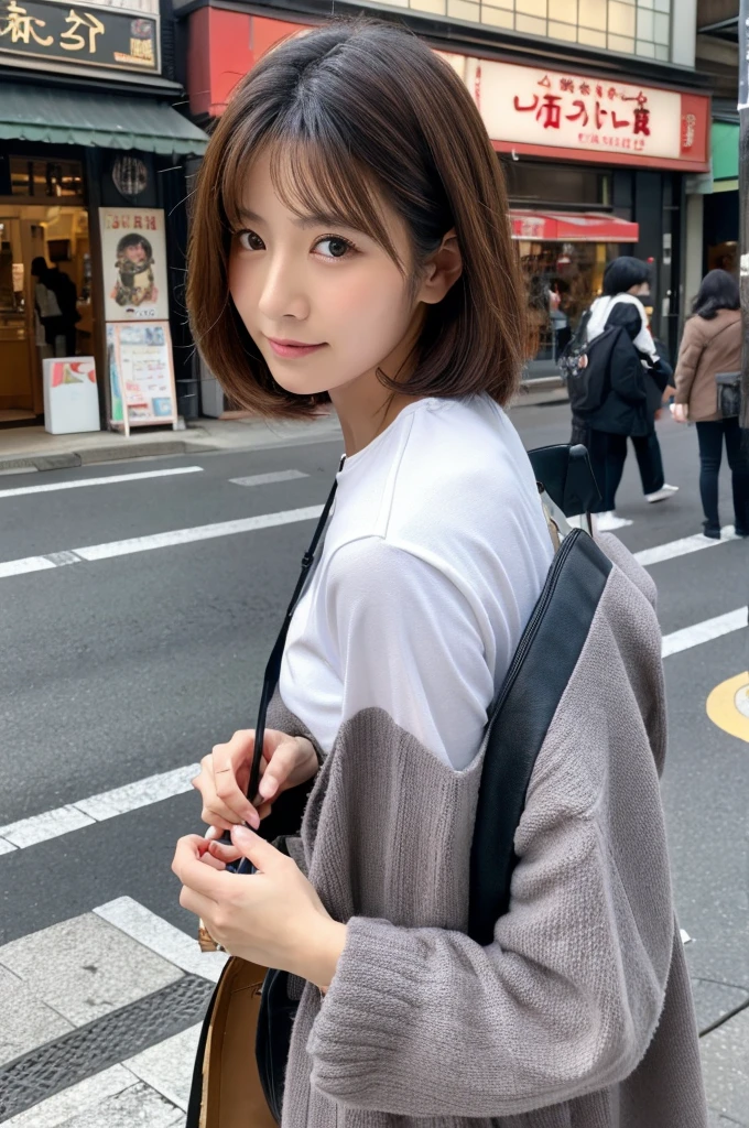 ((Highest quality)), ((masterpiece)), (detailed), Japanese,Street Corner,Beauty,OL,Tokyo,Mature Woman,50th Generation