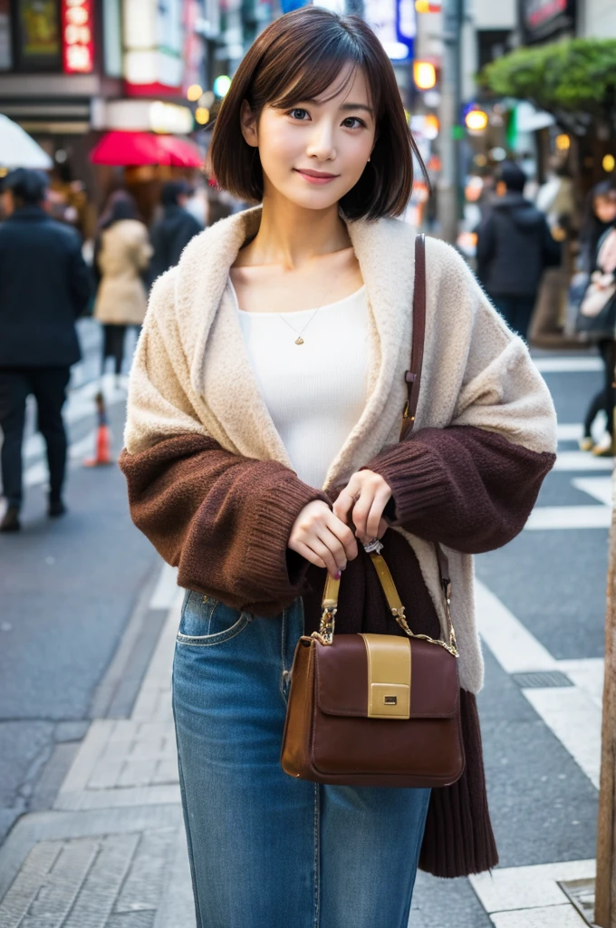 ((Highest quality)), ((masterpiece)), (detailed), Japanese,Street Corner,Beauty,OL,Tokyo,Mature Woman,50th Generation