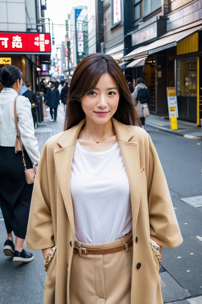 ((Highest quality)), ((masterpiece)), (detailed), Japanese,Street Corner,Beauty,OL,Tokyo,Mature Woman,50th Generation