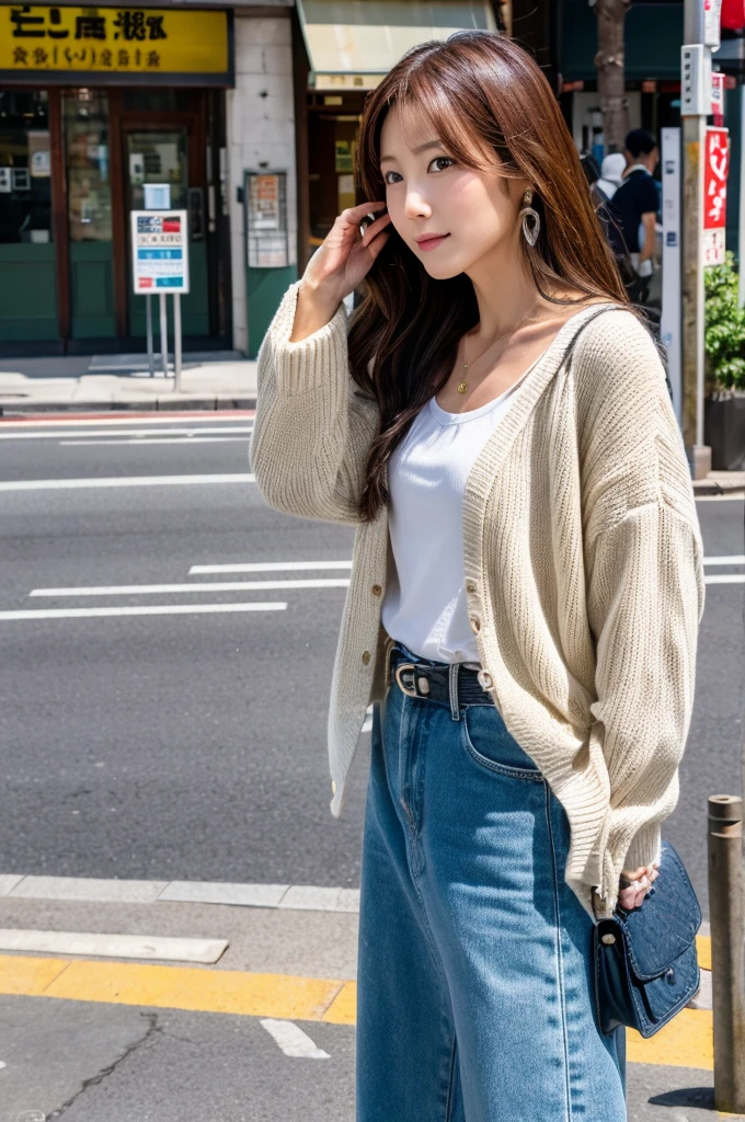 ((Highest quality)), ((masterpiece)), (detailed), Japanese,Street Corner,Beauty,OL,Tokyo,Mature Woman,50th Generation