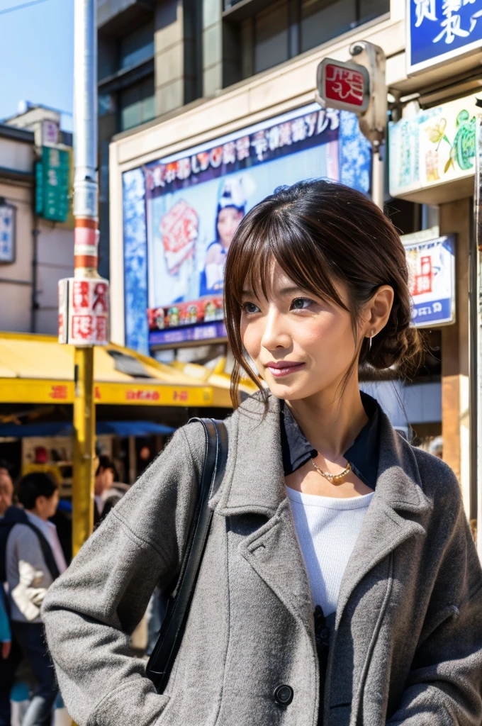 ((Highest quality)), ((masterpiece)), (detailed), Japanese,Street Corner,Beauty,OL,Tokyo,Mature Woman,50th Generation