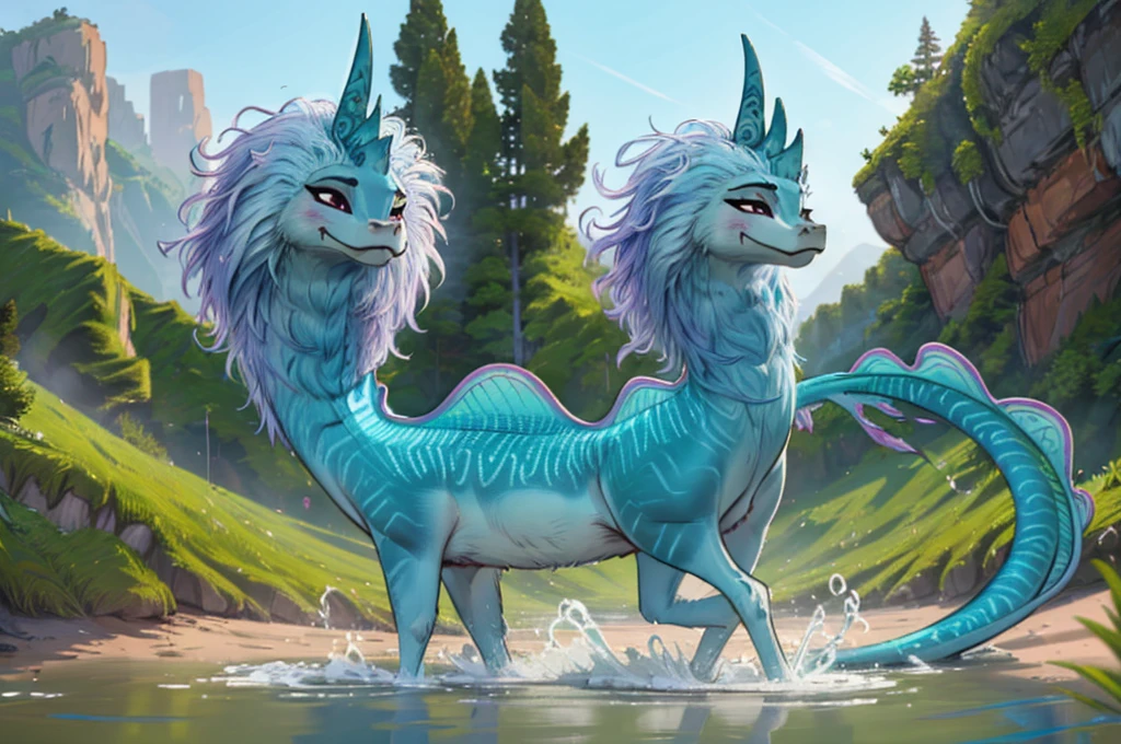 sisu, dragon, furry, feral, female, long hair, cyan skin, long body, light blue mane, liyin, long body, perfect lighting, long tail, , detailed extremely , masterpiece, detailed fur, ((detailed shading)), ((beautiful render art)), ((reflective lighting)), detailed background, perfect detailed face, two horns, long hip, looking at the viewer, beautiful eyes, FEMALE, perfect body, perfect lighting, (camel toe), (4 toes), (black claws), 8K RAW, beautiful and detailed, solo,(ultra detailed), eyeliner, perfect detailed eyes, front portrait, detailed nose dragon, blush, blushed, (defined legs muscles), (beautiful feet), head looking at front, looking front, simple background
, nude, solo, lying on back, legs spread, pussy, anus, nipples, navel, looking at viewer, score_9, score_8_up, score_7_up, score_6_up, score_5_up, score_4_up, (mother and dad:1.5) ((both having sex)) ((standing and carrying sex position))