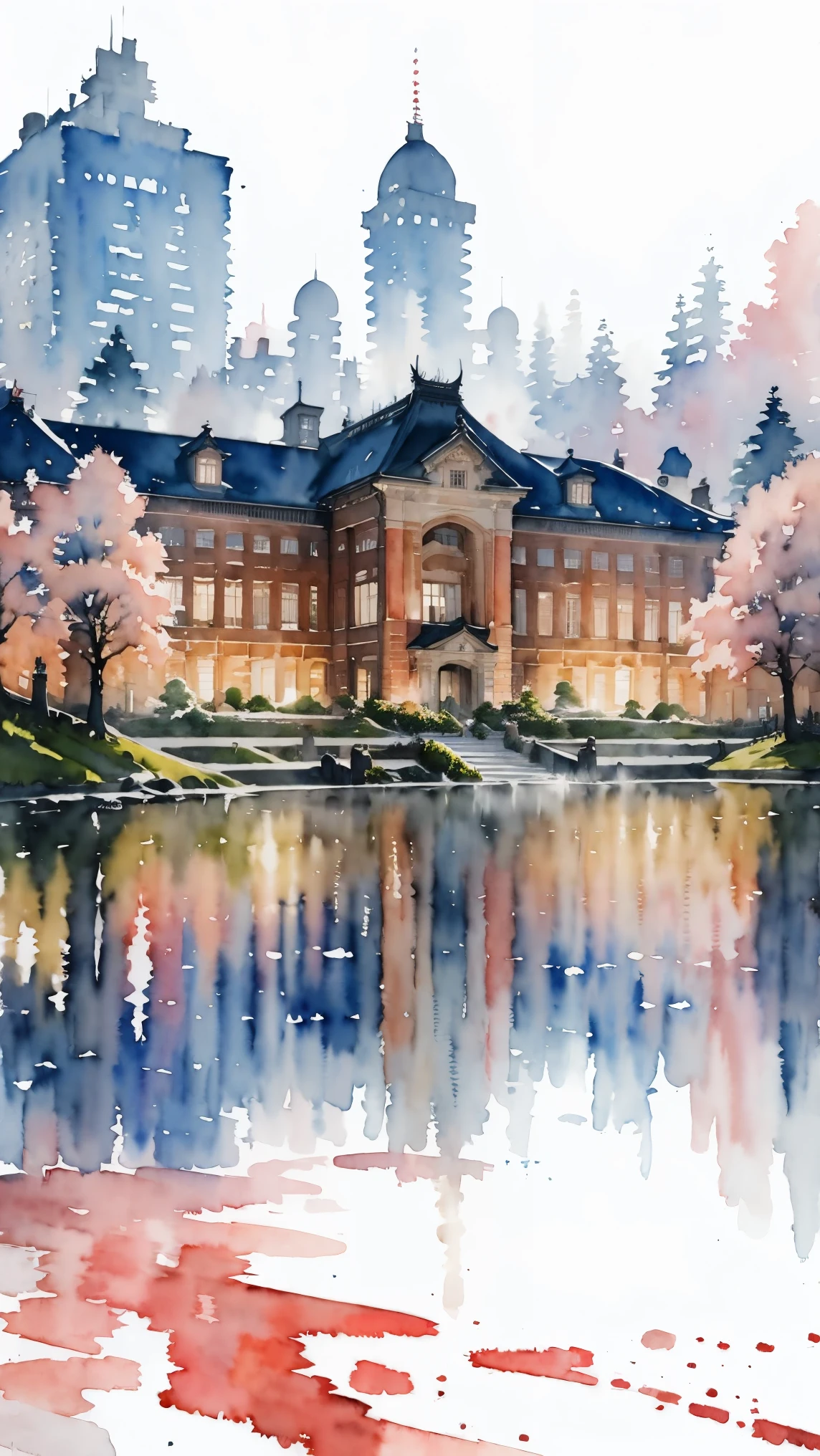 (masterpiece:1.2, Highest quality),(Very detailed),(((watercolor))),8K,wallpaper,Japanese Landscape,Tokyo Station,evening